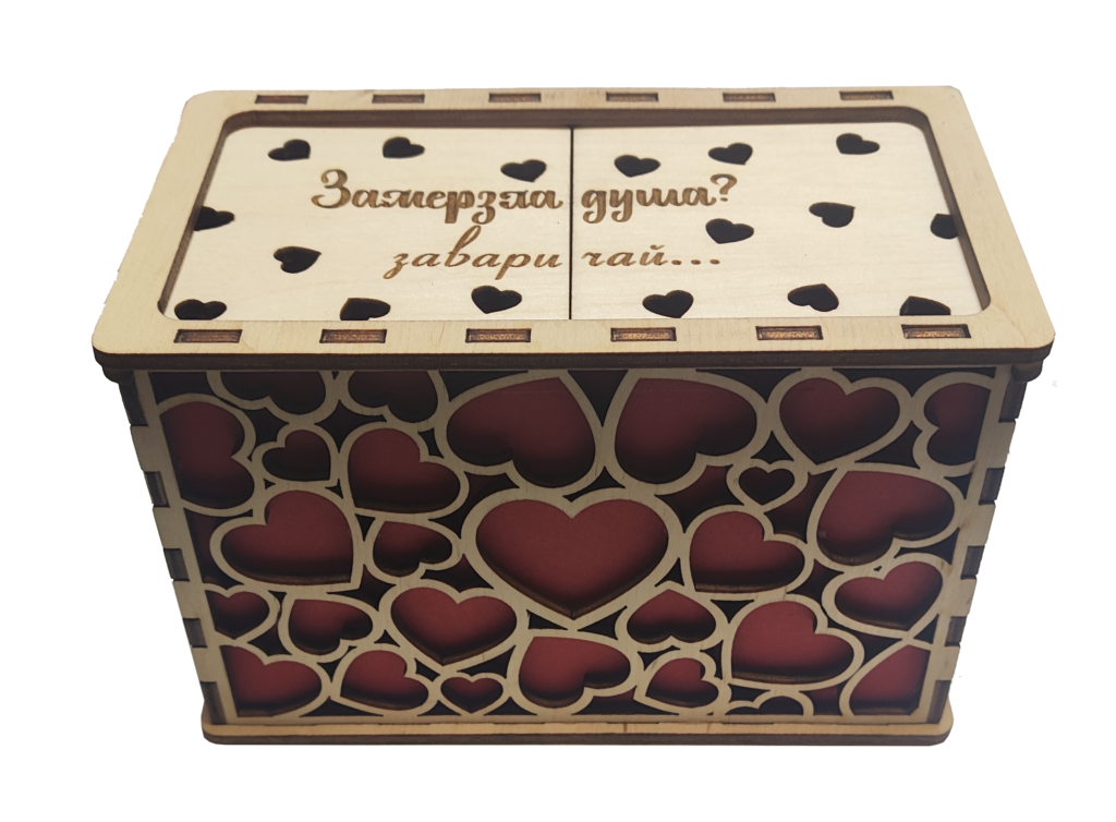 Короб для чайных пакетиков «Сердца» с крышкой